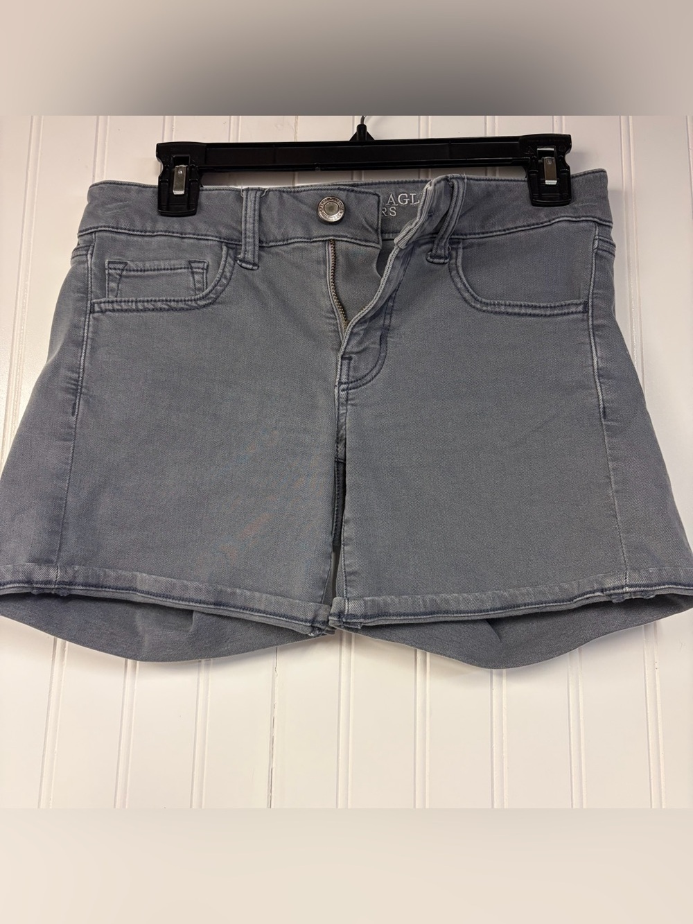 American Eagle Gray Denim Midi Shorts 2